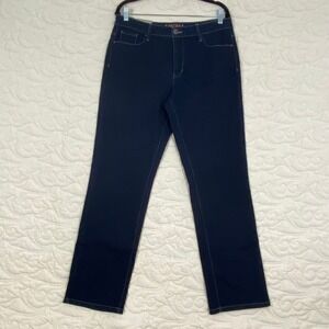 Santana Straight Leg Jeans Womens 12 Dark Wash Denim Tummy Control NEW